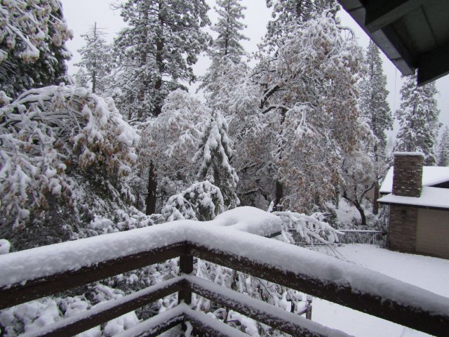 snow at the cabin
